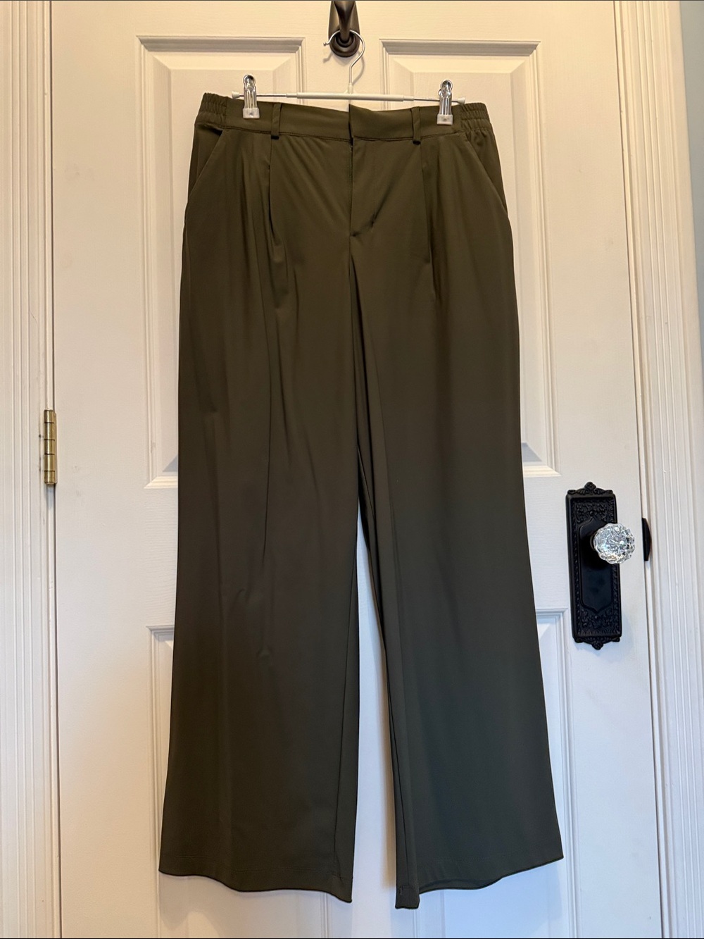 Lightweight Olive/Khaki Green Wide Leg Dress Pants (Petite Small)